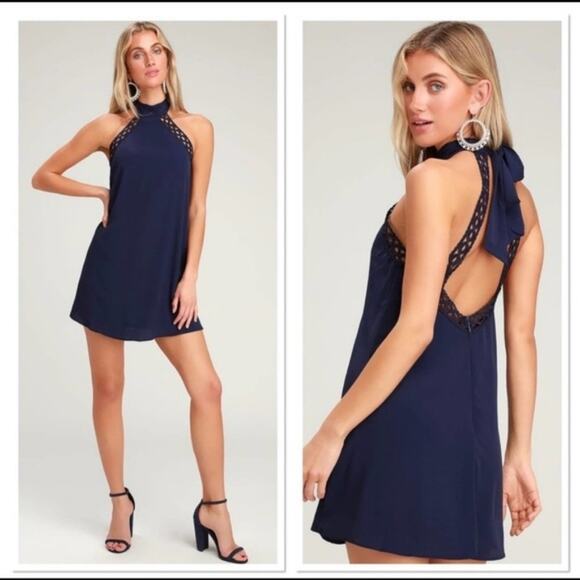 Lulus Any Sway, Shape, or Form Navy Halter Dress - Picture 1 of 8